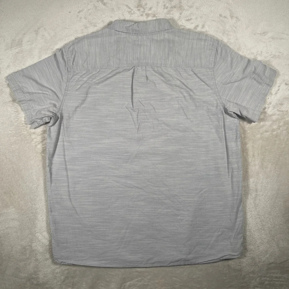 The North Face Lifestyle Button Down Shirt Mens XL Grey Striped Short Sleeve